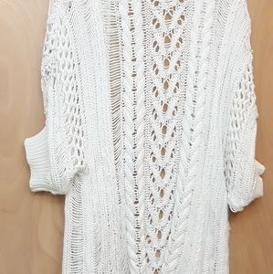 Moth Anthro White Crochet Boho Cottagecore Flowy Cardigan Top M